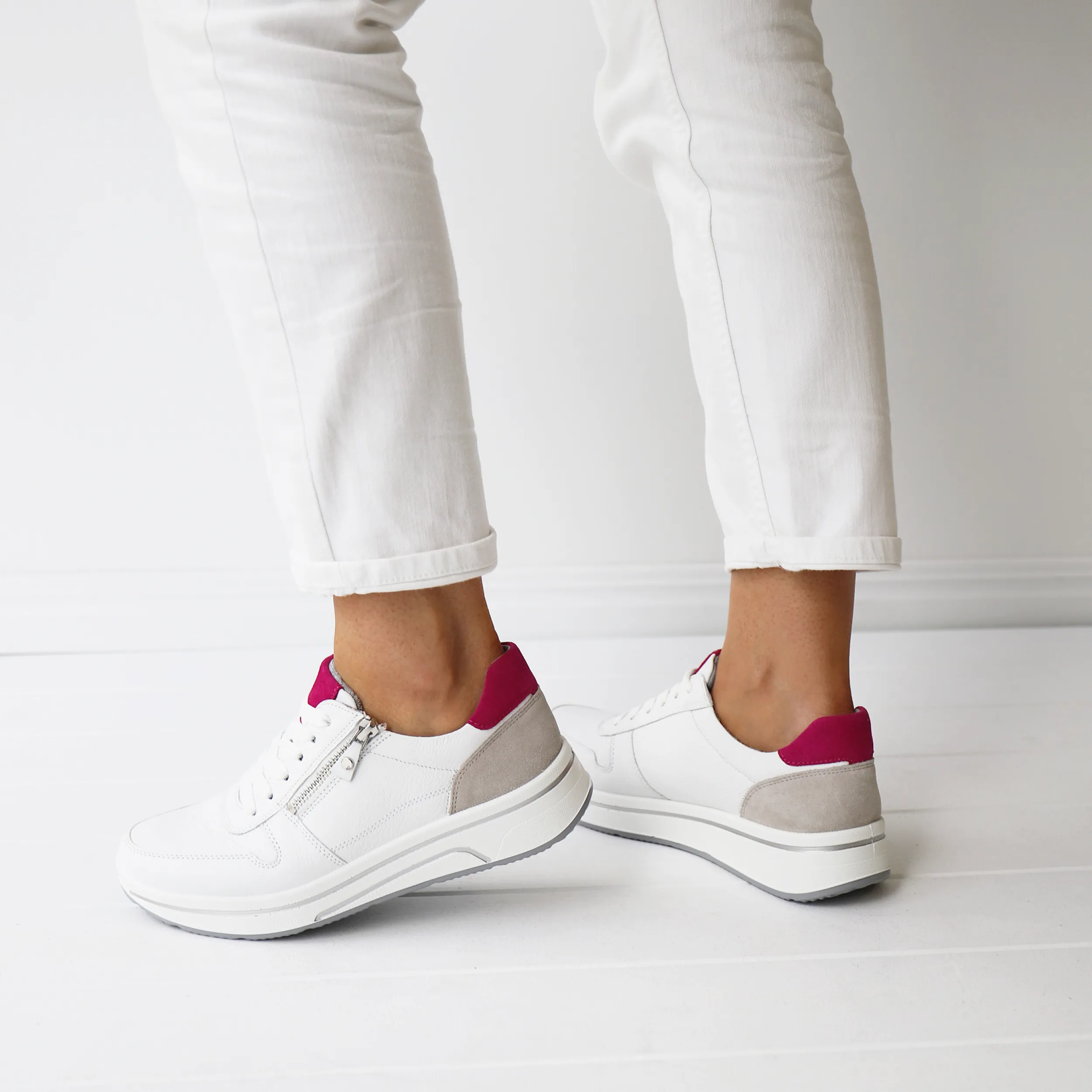 Sneakers | ARA 27540 White And Fuchsia